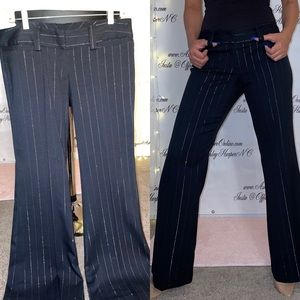 GUESS JEANS BLACK DRESS PANT SILVER TINSEL PINSTRIPE WOMEN SIZE 28